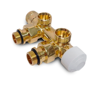 Узел нижнего подключения термостатический SR Rubinetterie угловой правый 1/2 x 3/4 E золото 0684-1500D0E0