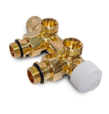 Узел нижнего подключения термостатический SR Rubinetterie угловой правый 1/2 x 3/4 E золото 0684-1500D0E0