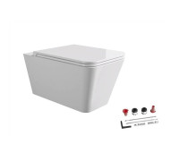 Унитаз подвесной Alice Ceramica Hide Square 55х35 см безободковый с сиденьем микролифт 31210101SET
