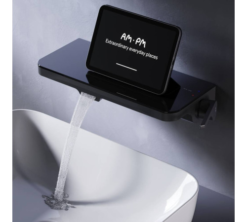 Смеситель для раковины встраиваемый AM.PM Func с полкой и каскадным изливом черный матовый F8F72722