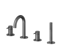 Смеситель для ванны на борт ванны Newform X-Steel 316 на 4 отверстия с душем PVD Brushed Gun Metal 69682XC.59.064