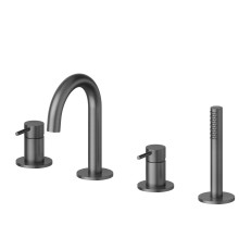 Смеситель для ванны на борт ванны Newform X-Steel 316 на 4 отверстия с душем PVD Brushed Gun Metal 69682XC.59.064