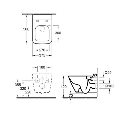 Унитаз подвесной Villeroy & Boch Finion 37.5x56x35 см CeramicPlus альпийский белый 4664R0R1