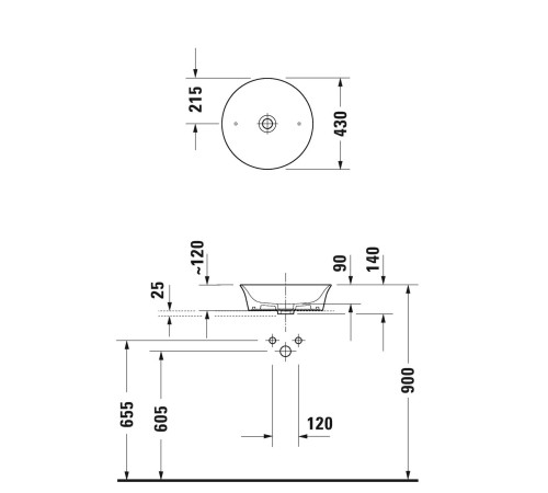 Раковина накладная Duravit White Tulip Ø 43 см без перелива 2362430079