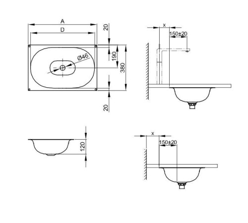 Раковина встраиваемая снизу Bette Comodo 77.4х38х12 см A218-000