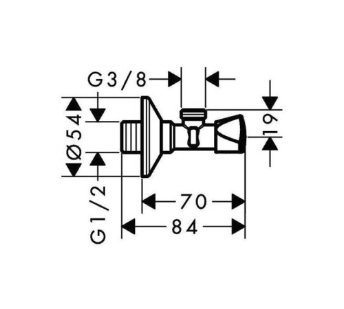 Угловой вентиль Hansgrohe E с рукояткой 1/2 x 3/8 хром 13902000