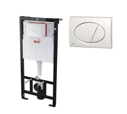 Инсталляция для унитаза Alcaplast AM101/1120 с кнопкой M71 хром и креплением AM101/1120-3:1 RU M71-0001