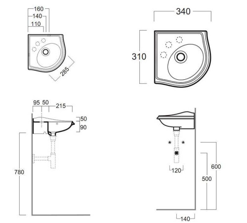 Раковина SIMAS Arcade 34х34 см 1 отв. белая AR036bi