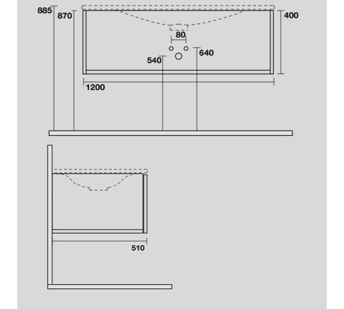 Комплект мебели Kerasan Shape Mobile 122х52 см подвесной 1 ящик белый/дуб 548001/9325K3