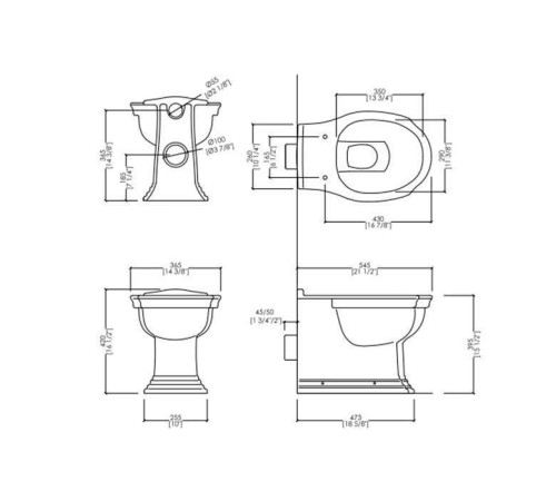 Унитаз напольный приставной Devon&Devon Westminster 54.5х36.5 см IBWCBTW