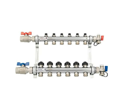 Комплект коллекторов REHAU HKV с балансировочными, термоклапанами и шаровыми кранами 6 выходов 1 x 3/4 12180613001