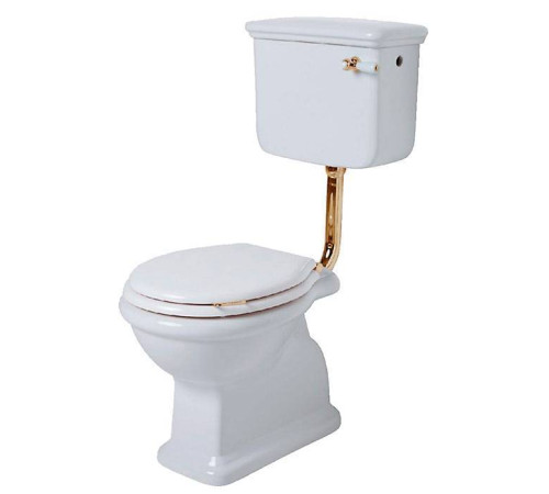 Унитаз напольный SIMAS Lante 38.5х58 см выпуск в стену низкий бачок золото белый LA02bi/LA28Bbi/D23oro