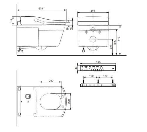 Унитаз подвесной TOTO Neorest AC безободковый с сиденьем Washlet 42.3x66.6x41 см TCF996RWG#NW1 / CW996PVD#NW1