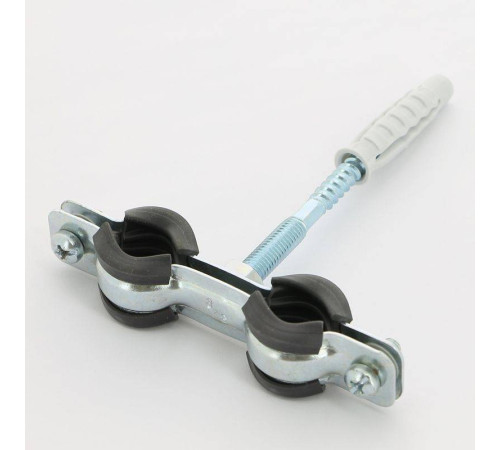 Хомут для труб двойной Walraven BIS Cobra 3/8 15-18 мм с уплотнителем шпилькой и дюбелем 0802118