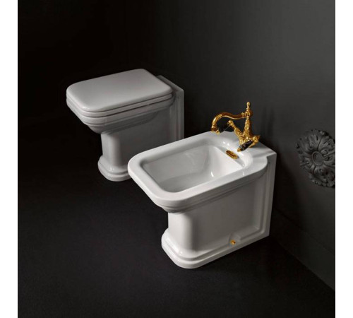 Биде напольное Kerasan Waldorf 55х37 см 1 отверстие белый 4121K1bi/cr*1 / 811391oro / 760391