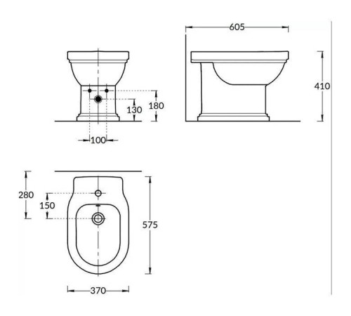 Биде напольное Kerama Marazzi Pompei 1 отверстие белый глянцевый PO.bidet.01