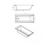 Ванна акриловая прямоугольная Cersanit LORENA 170x70 см 64265
