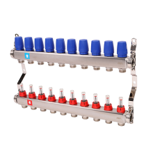 Коллекторная группа Hogert Premium 1 x 3/4 EK 10 выходов с расходомерами HOGMS51006