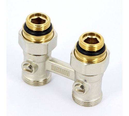 Узел нижнего подключения REHAU прямой с шаровыми кранами 1/2 x 3/4 EK 240727