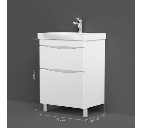 Тумба под раковину напольная AM.PM Like 65 см 2 ящика белый глянец M80FSX0652WG