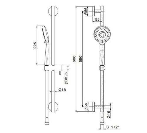 Душевой гарнитур Kerama Marazzi Ole со штангой и шлангом черный матовый 69457KM.01.093