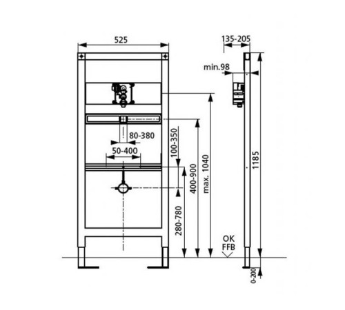 Монтажный элемент для писсуара SANIT INEO h 1120 мм 90.668.00.T000