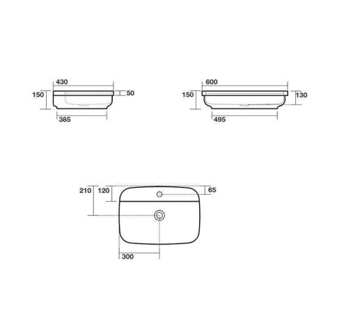 Раковина встраиваемая сверху Kerasan Tribeca 60х43 см 1 отверстие белый 514201