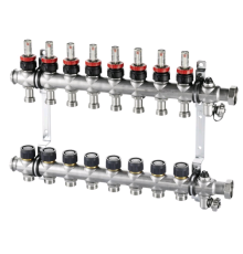 Коллектор из нержавеющей стали Oventrop Multidis SFR 9 выходов с ротаметрами 140430059