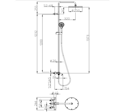 Душевая стойка Bossini Elios с термостатом хром L10402.1.030