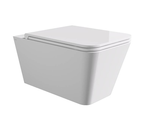 Унитаз подвесной Alice Ceramica Hide Square 55х35 см безободковый с сиденьем микролифт 31210101SET