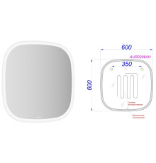 Зеркало AQUATON Aura_A подсветка сенсор антизапотевание 600х600х30 мм AUR0206AH