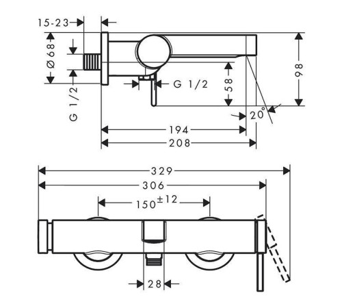 Смеситель для ванны Hansgrohe Finoris настенный хром 76420000