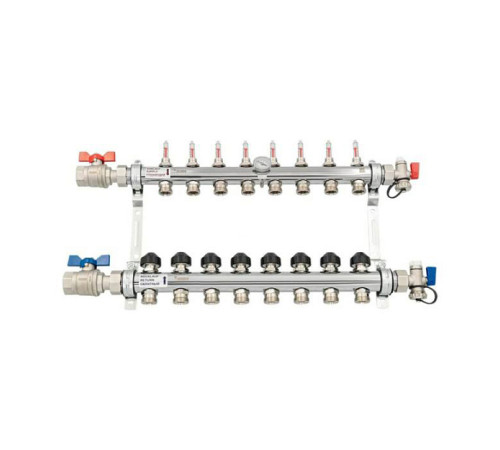 Комплект коллекторов REHAU HKV-D с расходомерами, термоклапанами и шаровыми кранами 8 выходов 1 x 3/4 12080813002