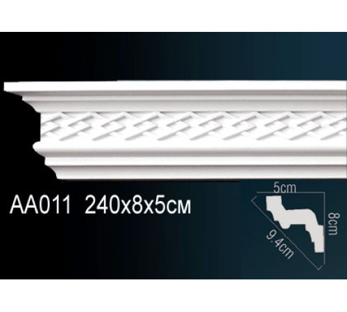 Карниз потолочный Perfect AA011 полиуретановый с орнаментом 80x50x2400 мм AA011
