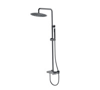 Душевая стойка Boheme Stick Linea со смесителем и верхним душем 30 см глянцевая оружейная сталь 128-SGM.3