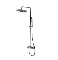 Душевая стойка Boheme Stick Linea со смесителем и верхним душем 30 см глянцевая оружейная сталь 128-SGM.3