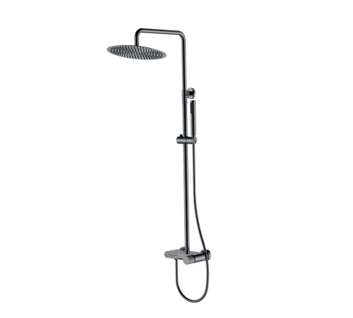 Душевая стойка Boheme Stick Linea со смесителем и верхним душем 30 см глянцевая оружейная сталь 128-SGM.3