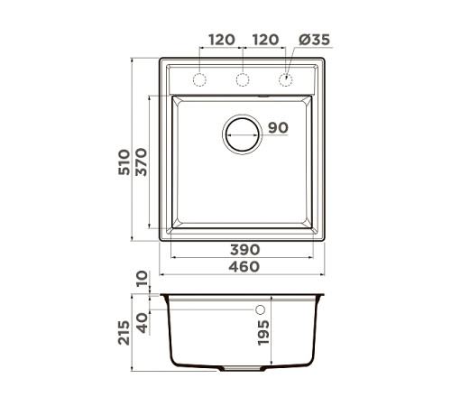 Кухонная мойка Omoikiri Daisen 46-SA Artgranit 46x51 см бежевый 4993615