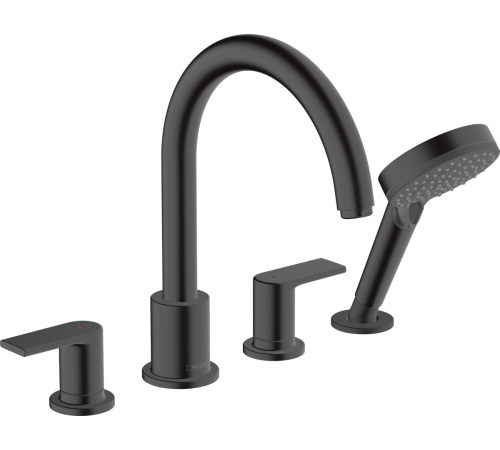 Смеситель на борт ванны Hansgrohe Vernis Shape на 4 отверстия черный матовый 71459670