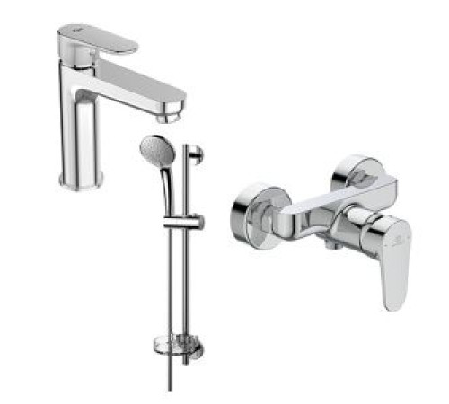 Набор смесителей 3 в 1 Ideal Standard Tyria для душа и раковины с душевым гарнитуром TM00010