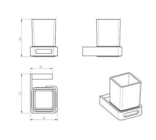 Стакан для зубных щеток подвесной Boheme Q хром 10944-CR