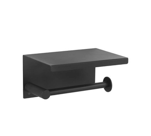 Держатель для туалетной бумаги с полкой Boheme Uno черный матовый 10971-B