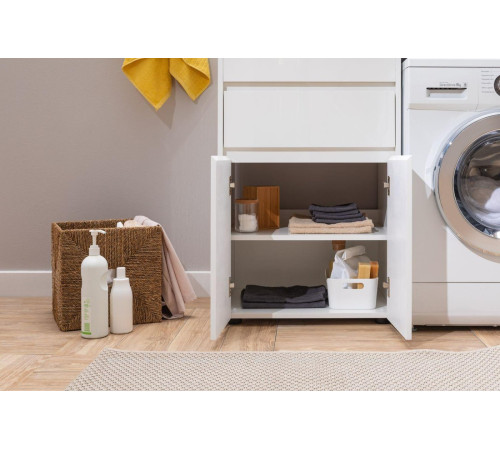 Тумба под раковину Aquanet Токио 58 напольная 1 ящик 2 фасада белый глянец 00237745