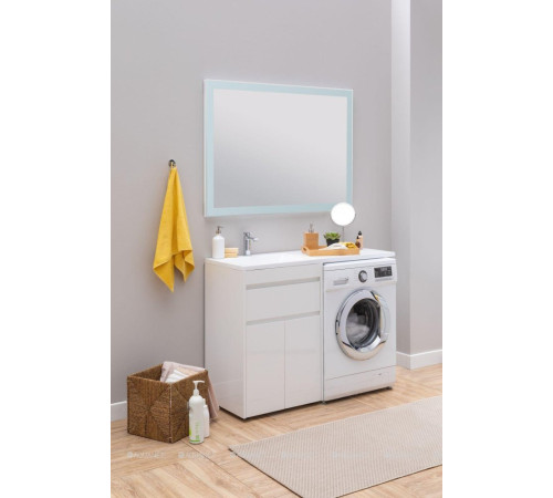 Тумба под раковину Aquanet Токио 58 напольная 1 ящик 2 фасада белый глянец 00237745