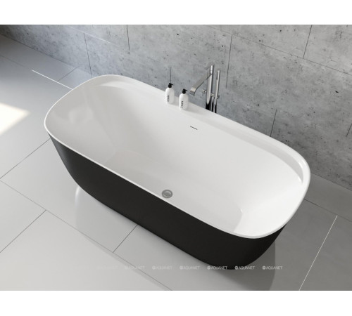 Ванна акриловая Aquanet Family Fine 1700x780 мм со сливом-переливом белый матовый/черный матовый 95778-MW-MB