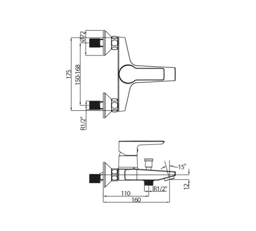 Смеситель для ванны и душа Laparet ALAMERA N2032902LPT