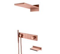 Душевой комплект встраиваемый Boheme Zodiac со смесителем изливом верхним и ручным душем copper brushed 132-2-CB