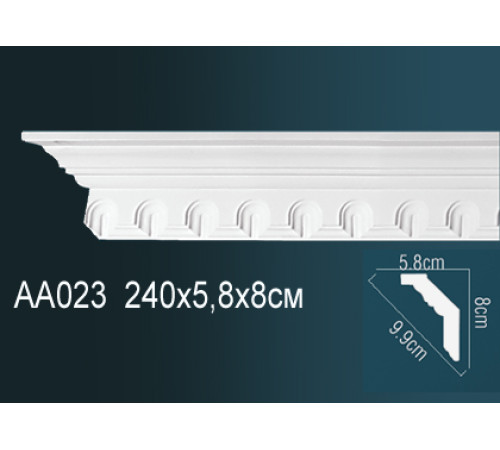 Карниз потолочный Perfect AA023 полиуретановый с орнаментом 80x58x2400 мм AA023