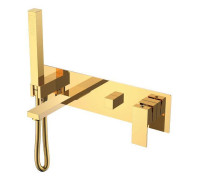 Смеситель для ванны встраиваемый Boheme Qubic золото глянцевое 474-2-G