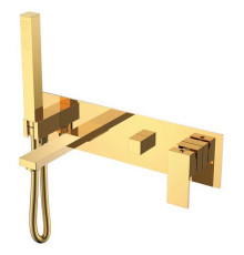 Смеситель для ванны встраиваемый Boheme Qubic золото глянцевое 474-2-G